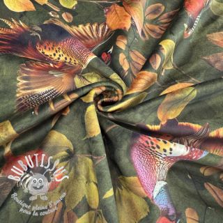 Tissu déco VELVET Pheasant Forest Leaf