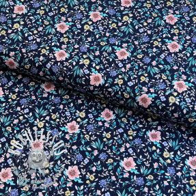 Tissu coton Flowers Tara navy design B digital print