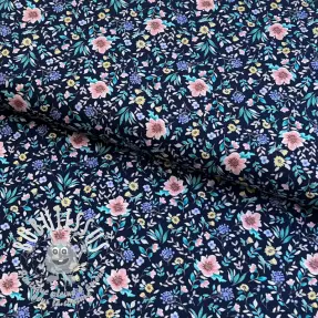Tissu coton Flowers Tara navy design B digital print