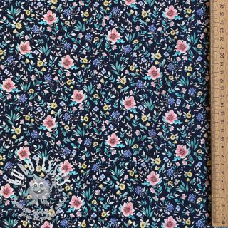 Tissu coton Flowers Tara navy design B digital print