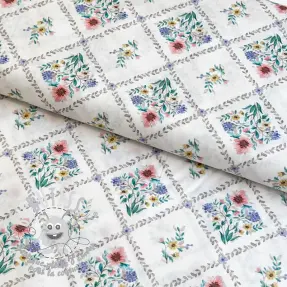 Tissu coton Flowers Tara off white design A digital print