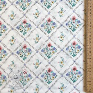 Tissu coton Flowers Tara off white design A digital print