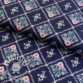 Tissu coton Flowers Tara navy design A digital print