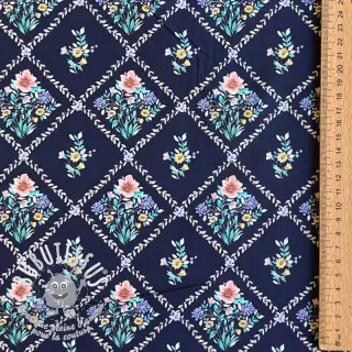 Tissu coton Flowers Tara navy design A digital print