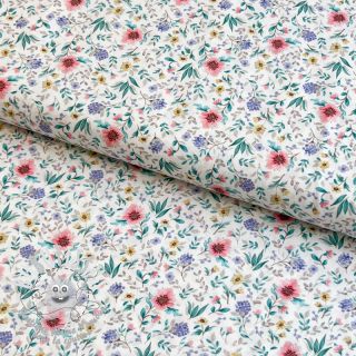 Tissu coton Flowers Tara off white design B digital print