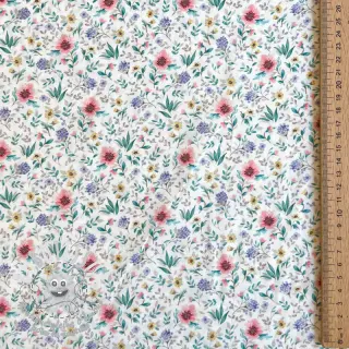Tissu coton Flowers Tara off white design B digital print