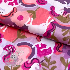 Tissu coton Unicorns mauve digital print