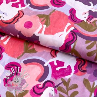 Tissu coton Unicorns mauve digital print