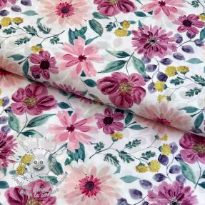 Tissu coton Flower Sonja mauve digital print