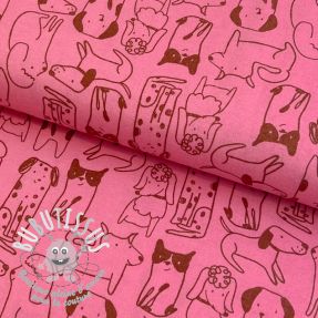Tissu coton FLANNEL Dogs pink