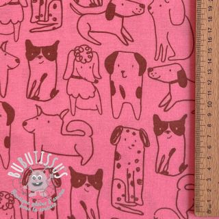 Tissu coton FLANNEL Dogs pink