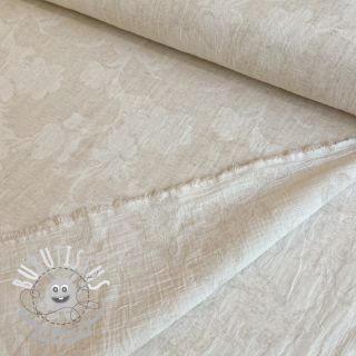 Tissu coton Lin JACQUARD Flowers natural