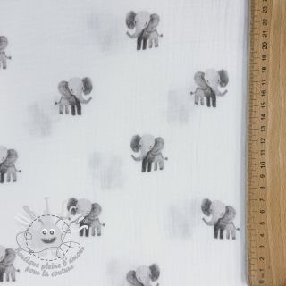 Tissu double gaze/mousseline Animals design A digital print ORGANIC