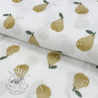 Tissu double gaze/mousseline Pears design B digital print