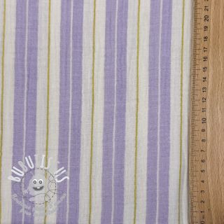 Tissu double gaze/mousseline YARN DYED Line purple
