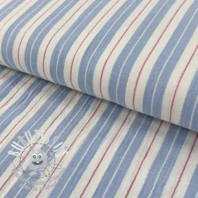 Tissu double gaze/mousseline YARN DYED Line blue