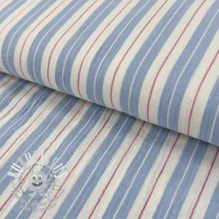 Tissu double gaze/mousseline YARN DYED Line blue