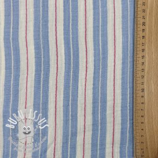 Tissu double gaze/mousseline YARN DYED Line blue