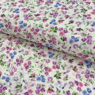 Tissu double gaze/mousseline Flower Michaela off white digital print
