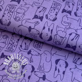 Tissu coton FLANNEL Dogs purple