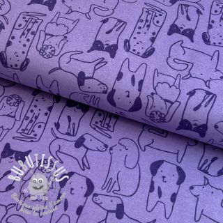 Tissu coton FLANNEL Dogs purple