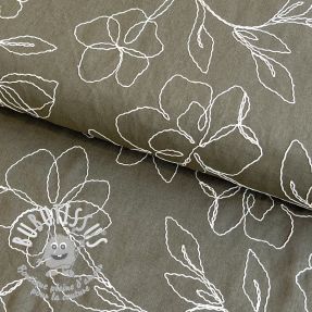 Viscose lin EMBROIDERY Flower Danielle pickle