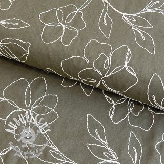 Viscose lin EMBROIDERY Flower Danielle pickle