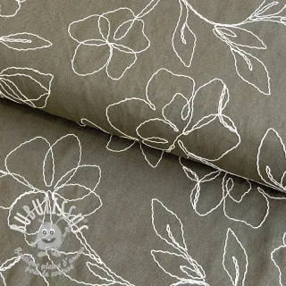 Viscose lin EMBROIDERY Flower Danielle pickle
