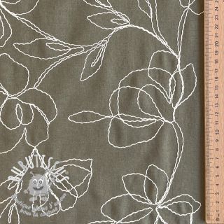 Viscose lin EMBROIDERY Flower Danielle pickle