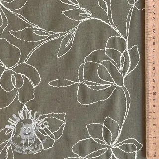 Viscose lin EMBROIDERY Flower Danielle pickle