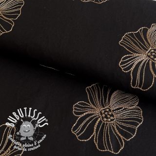 Viscose lin EMBROIDERY Flower Maya black