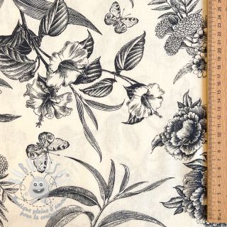 Viscose lin Floweria navy