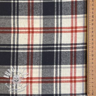 Tissu coton YARN DYED CHECK BRUSHED navy brick