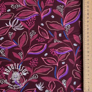 Tissu coton Leaves bordeaux digital print