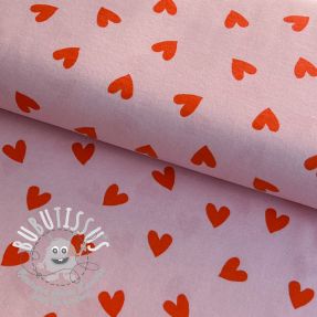 Tissu coton FLANNEL Hearts pink