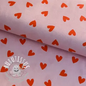 Tissu coton FLANNEL Hearts pink