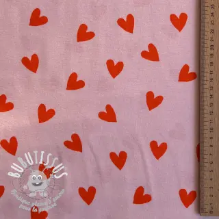 Tissu coton FLANNEL Hearts pink
