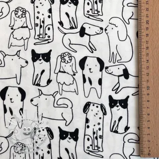 Tissu coton FLANNEL Dogs off white
