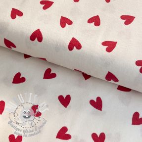 Tissu coton FLANNEL Hearts off white