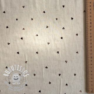 Viscose lin FOIL Hearts ecru