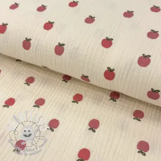 Tissu double gaze/mousseline Fruits apple natural