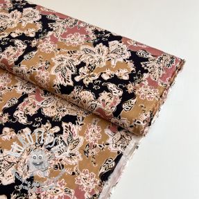Viscose SATIN Flowie Noe black digital print