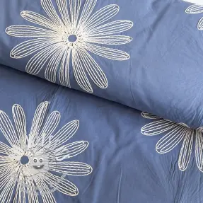 Tissu coton EMBROIDERY Flowie jeans