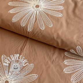 Tissu coton EMBROIDERY Flowie cinnamon