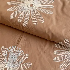 Tissu coton EMBROIDERY Flowie cinnamon