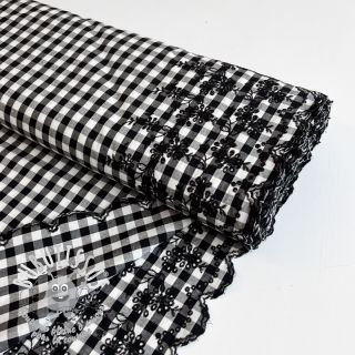Tissu coton Checks black white 1-side border