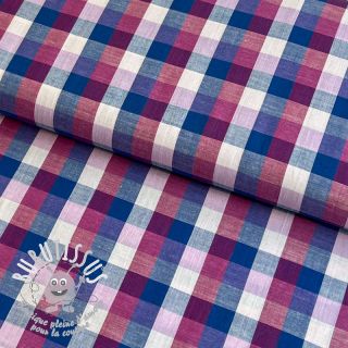 Tissu coton YARN DYED Square cerise