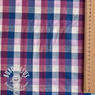 Tissu coton YARN DYED Square cerise