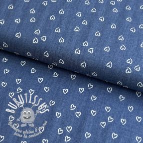 Tissu coton JEANS Hearts