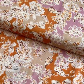 Viscose SATIN Flowie Noe orange digital print